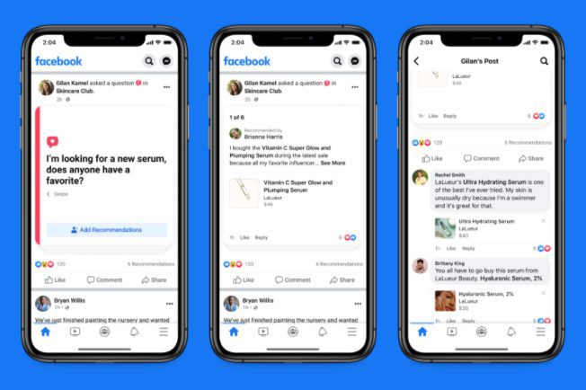 Group product recommendations Facebook